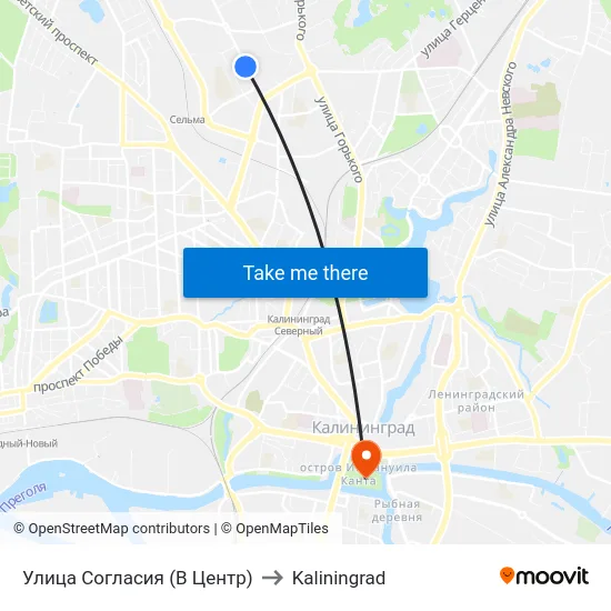 Улица Согласия (В Центр) to Kaliningrad map