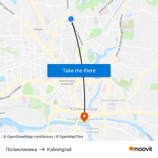 Поликлиника to Kaliningrad map