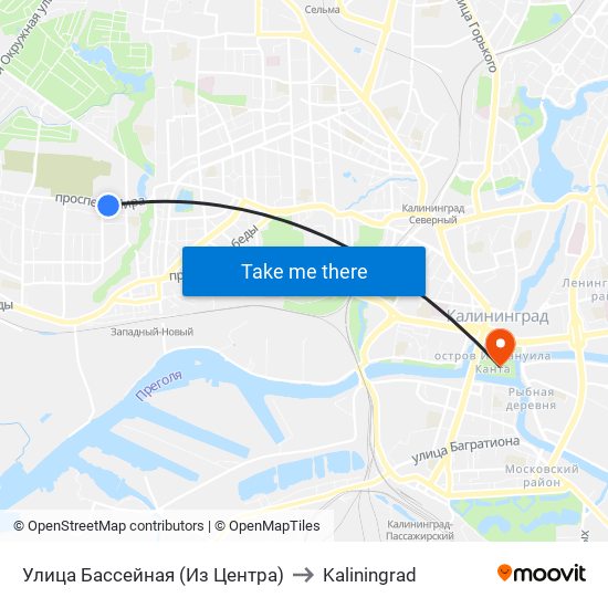 Улица Бассейная (Из Центра) to Kaliningrad map