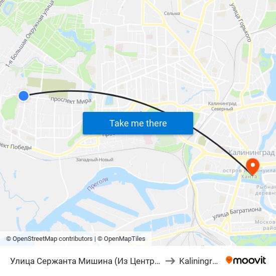 Улица Сержанта Мишина (Из Центра) to Kaliningrad map
