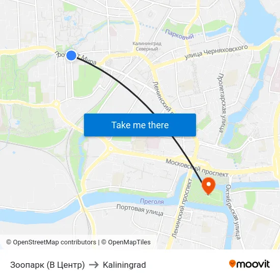 Зоопарк (В Центр) to Kaliningrad map