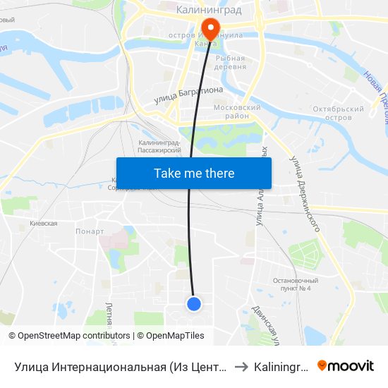 Улица Интернациональная (Из Центра) to Kaliningrad map