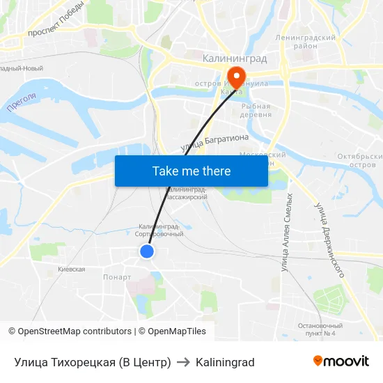 Улица Тихорецкая (В Центр) to Kaliningrad map