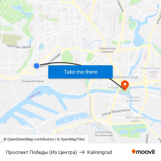 Проспект Победы (Из Центра) to Kaliningrad map