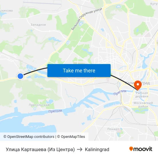 Улица Карташева (Из Центра) to Kaliningrad map