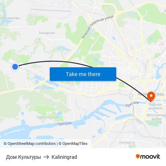 Дом Культуры to Kaliningrad map