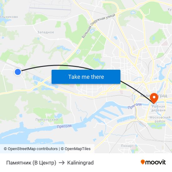 Памятник (В Центр) to Kaliningrad map