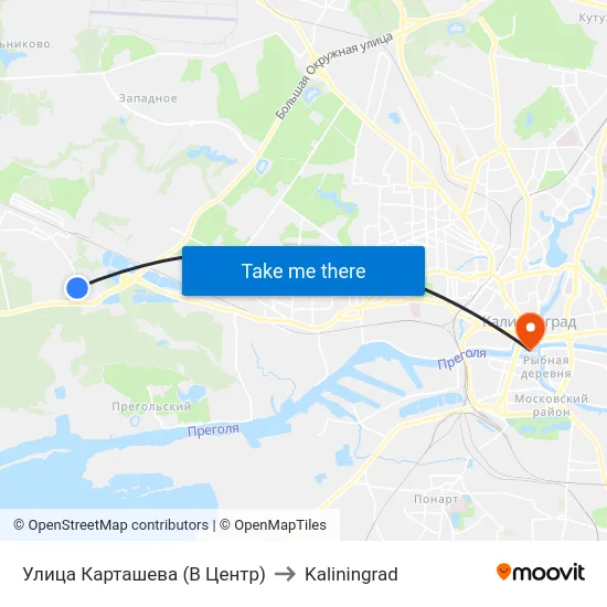 Улица Карташева (В Центр) to Kaliningrad map