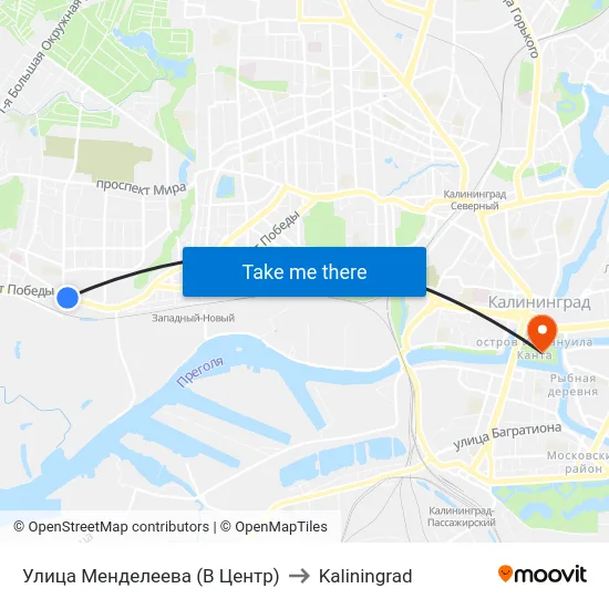 Улица Менделеева (В Центр) to Kaliningrad map