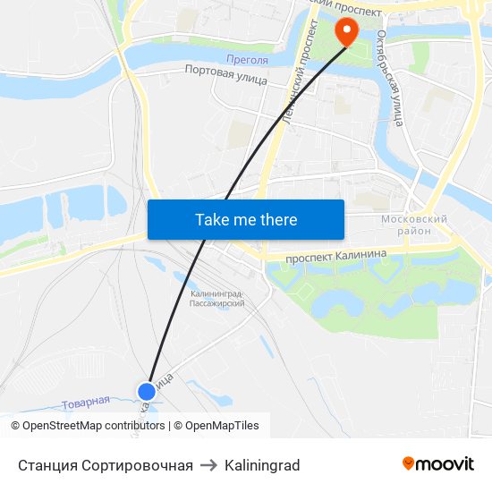 Станция Сортировочная to Kaliningrad map