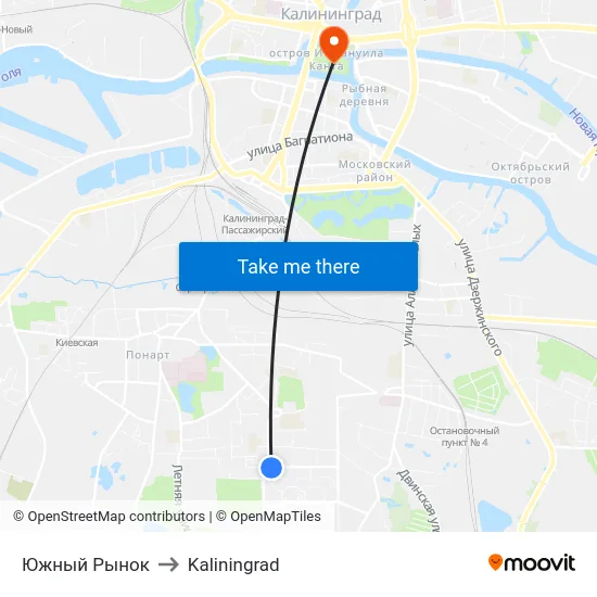 Южный Рынок to Kaliningrad map