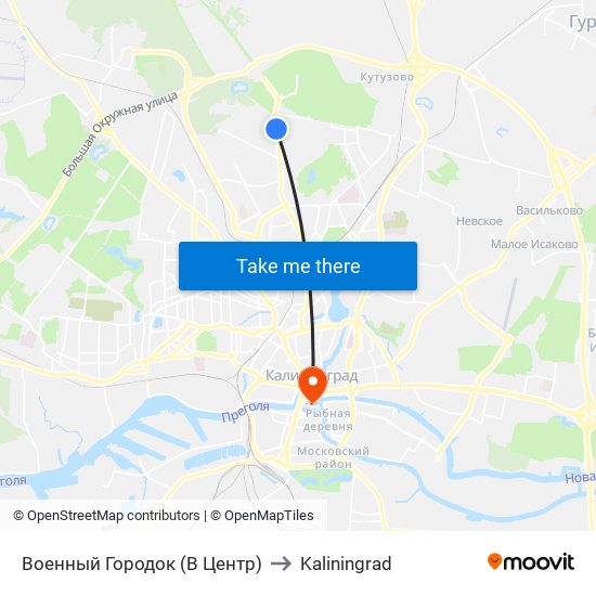 Военный Городок (В Центр) to Kaliningrad map