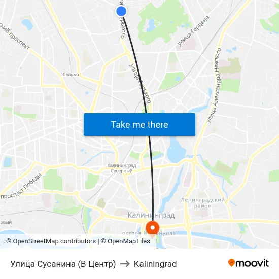 Улица Сусанина (В Центр) to Kaliningrad map
