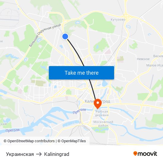 Украинская to Kaliningrad map