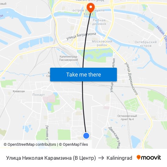 Улица Николая Карамзина (В Центр) to Kaliningrad map