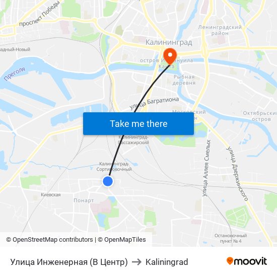 Улица Инженерная (В Центр) to Kaliningrad map