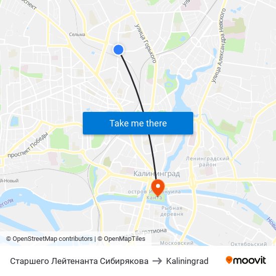 Старшего Лейтенанта Сибирякова to Kaliningrad map