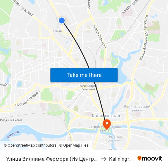 Улица Виллима Фермора (Из Центра) to Kaliningrad map