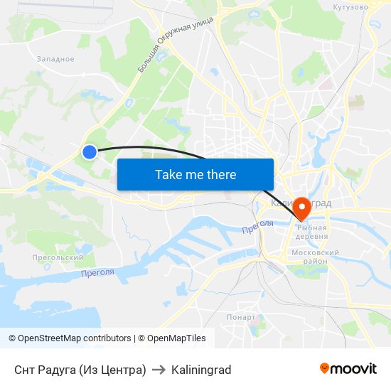 Снт Радуга (Из Центра) to Kaliningrad map