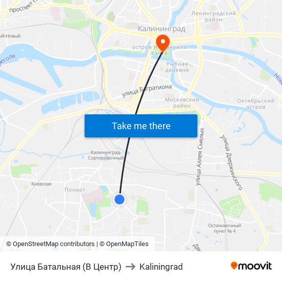 Улица Батальная (В Центр) to Kaliningrad map