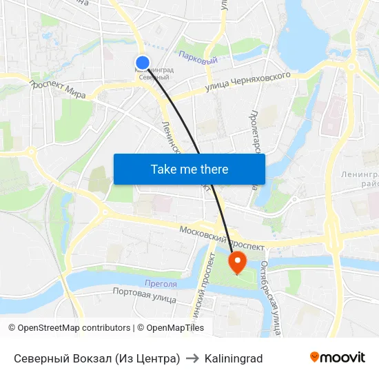 Северный Вокзал (Из Центра) to Kaliningrad map