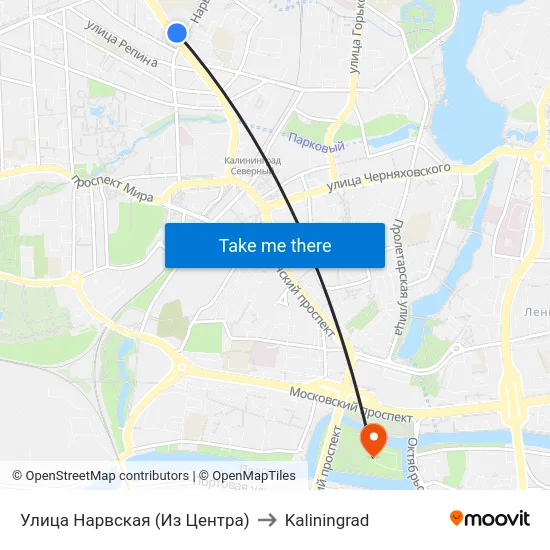 Улица Нарвская (Из Центра) to Kaliningrad map