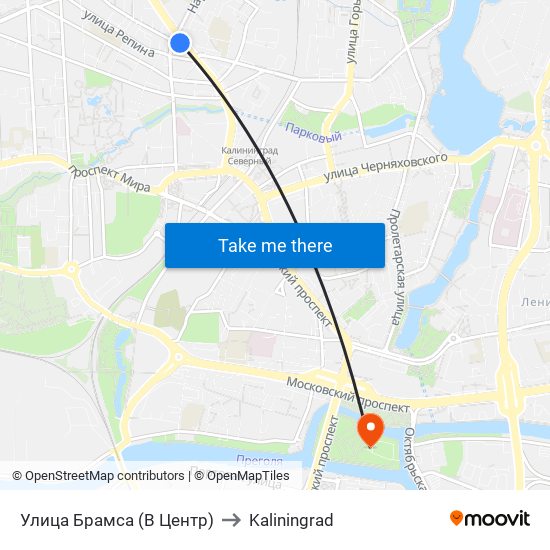 Улица Брамса (В Центр) to Kaliningrad map