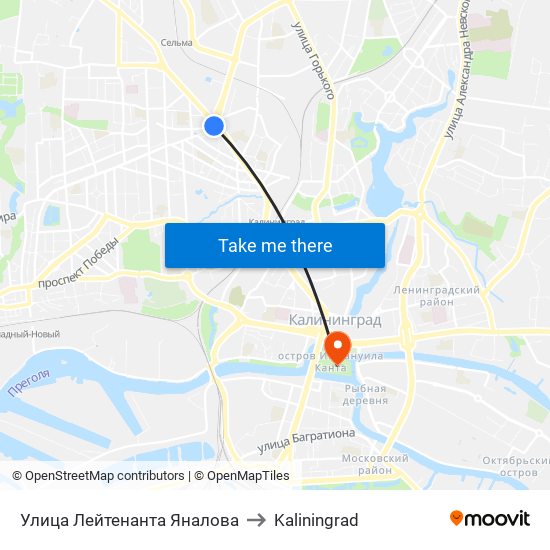 Улица Лейтенанта Яналова to Kaliningrad map