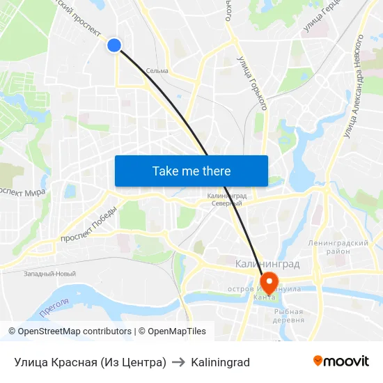 Улица Красная (Из Центра) to Kaliningrad map