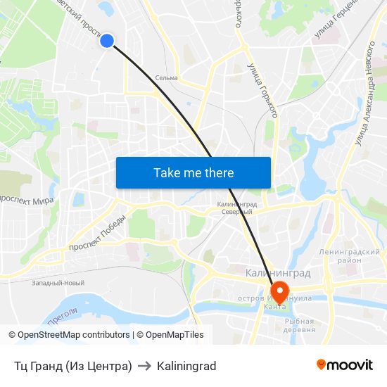 Тц Гранд (Из Центра) to Kaliningrad map