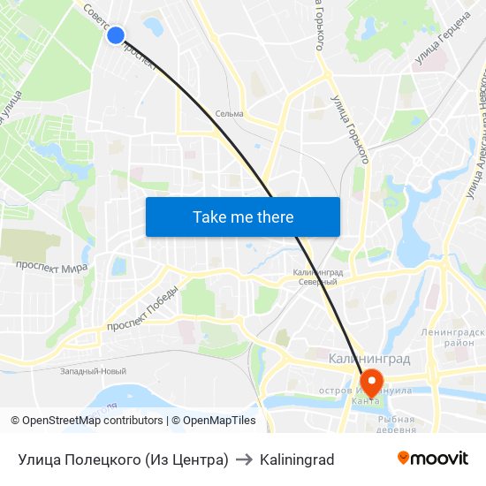 Улица Полецкого (Из Центра) to Kaliningrad map