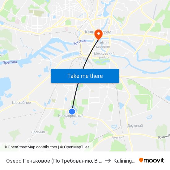 Озеро Пеньковое (По Требованию, В Центр) to Kaliningrad map