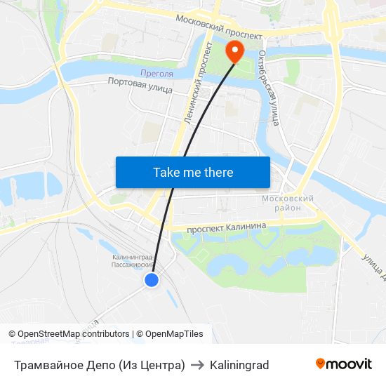 Трамвайное Депо (Из Центра) to Kaliningrad map
