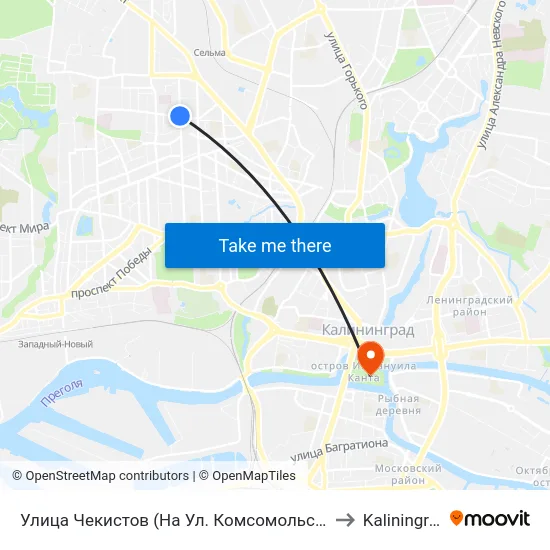 Улица Чекистов (На Ул. Комсомольской) to Kaliningrad map