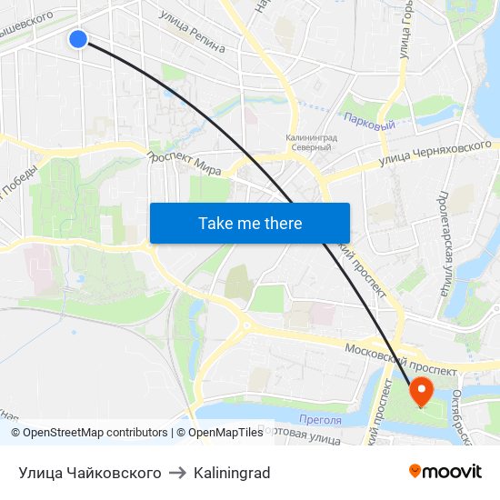 Улица Чайковского to Kaliningrad map