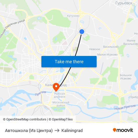 Автошкола (Из Центра) to Kaliningrad map