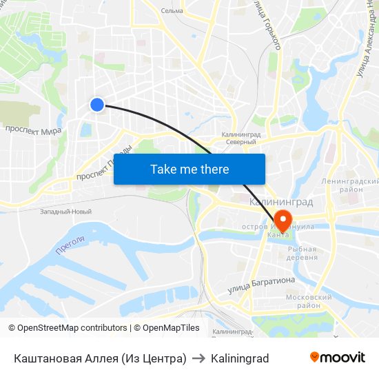 Каштановая Аллея (Из Центра) to Kaliningrad map