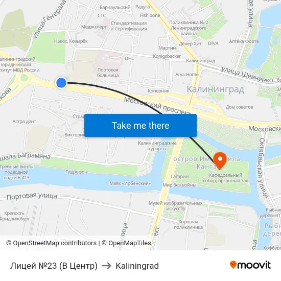 Лицей №23 (В Центр) to Kaliningrad map