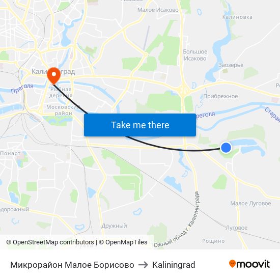 Микрорайон Малое Борисово to Kaliningrad map