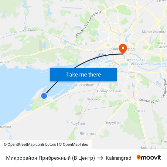 Микрорайон Прибрежный (В Центр) to Kaliningrad map