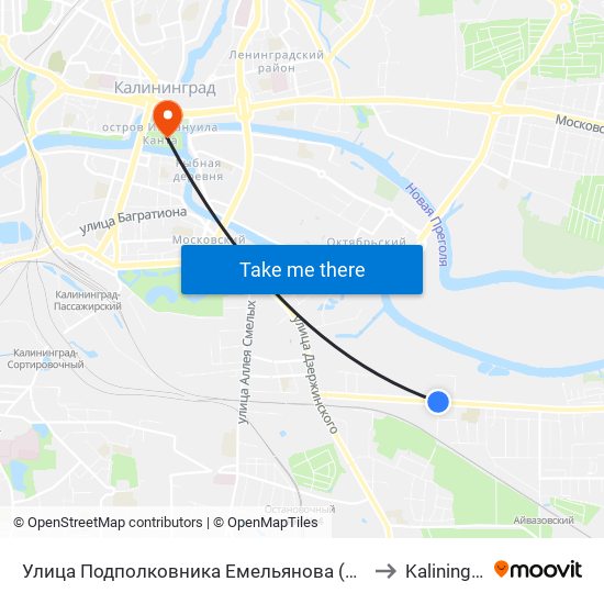Улица Подполковника Емельянова (В Центр) to Kaliningrad map