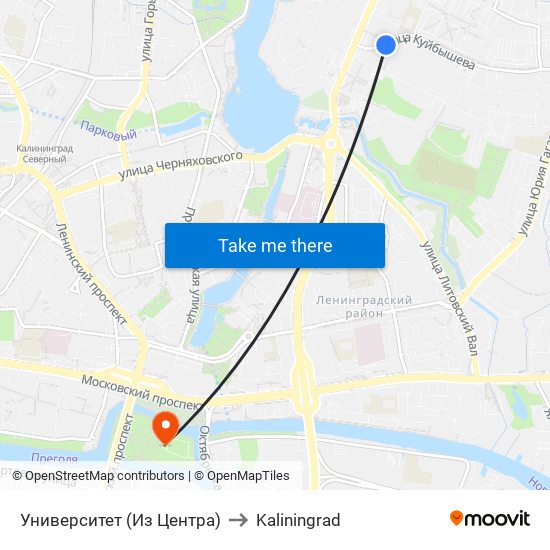 Университет (Из Центра) to Kaliningrad map