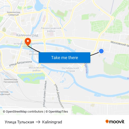 Улица Тульская to Kaliningrad map