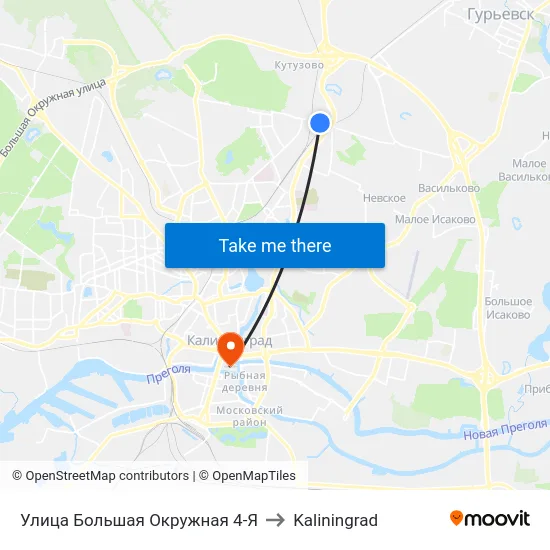 Улица Большая Окружная 4-Я to Kaliningrad map