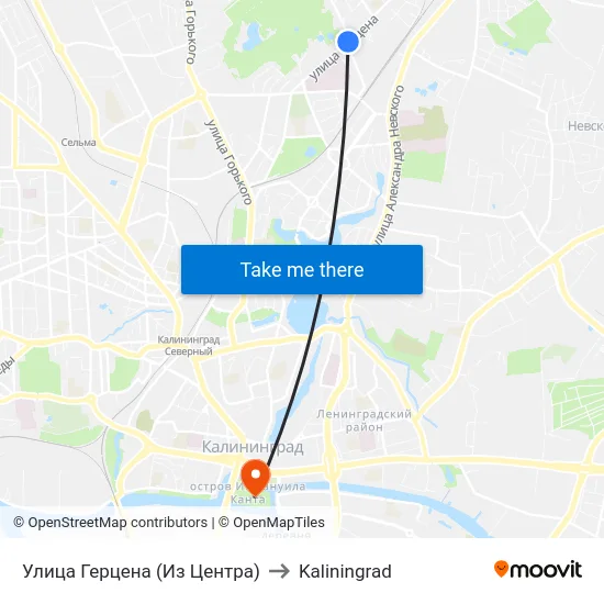 Улица Герцена (Из Центра) to Kaliningrad map