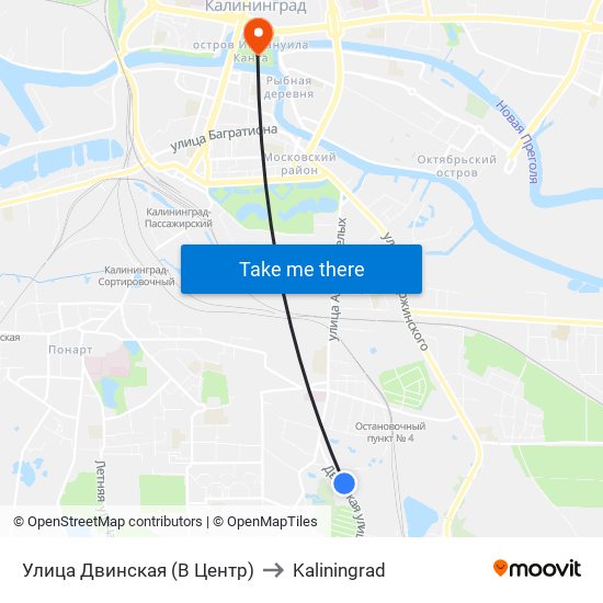 Улица Двинская (В Центр) to Kaliningrad map