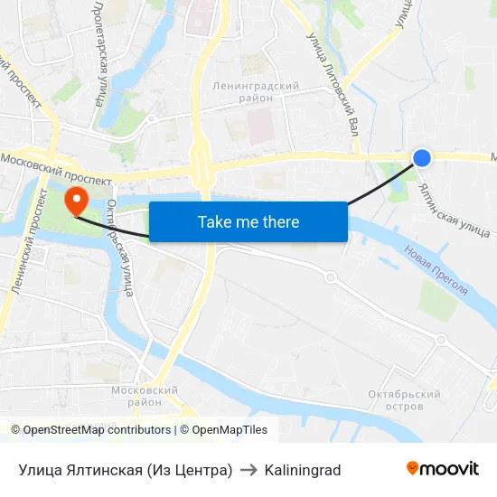 Yaltinskaya Street (From Center) to Kaliningrad map
