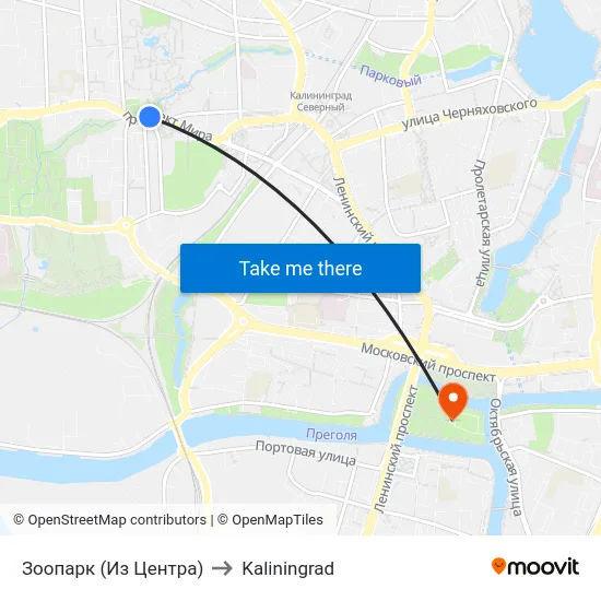 Зоопарк (Из Центра) to Kaliningrad map