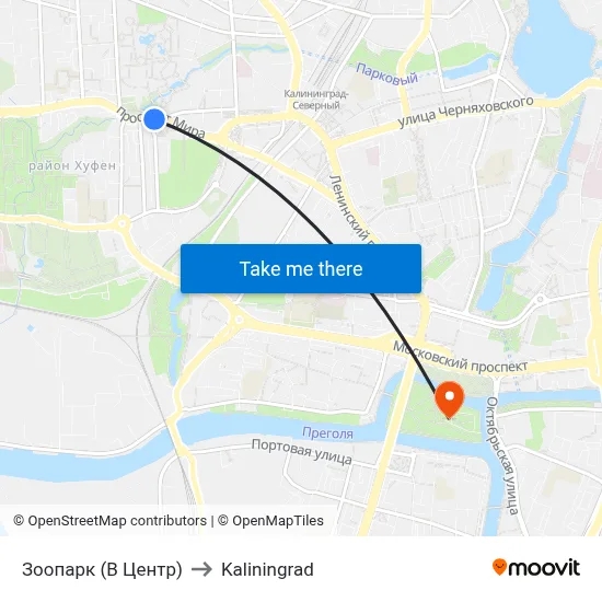 Zoo (Inbound) to Kaliningrad map