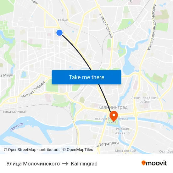 Улица Молочинского to Kaliningrad map